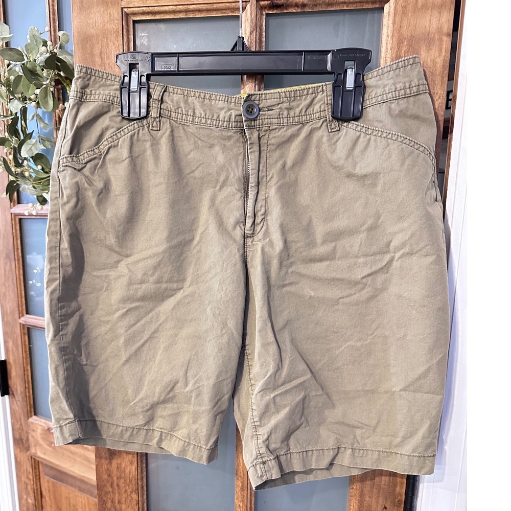 Eddie Bauer Mercer Fit Shorts Womens 12 Khaki Tan‎ Cotton Chino Casual Outdoor